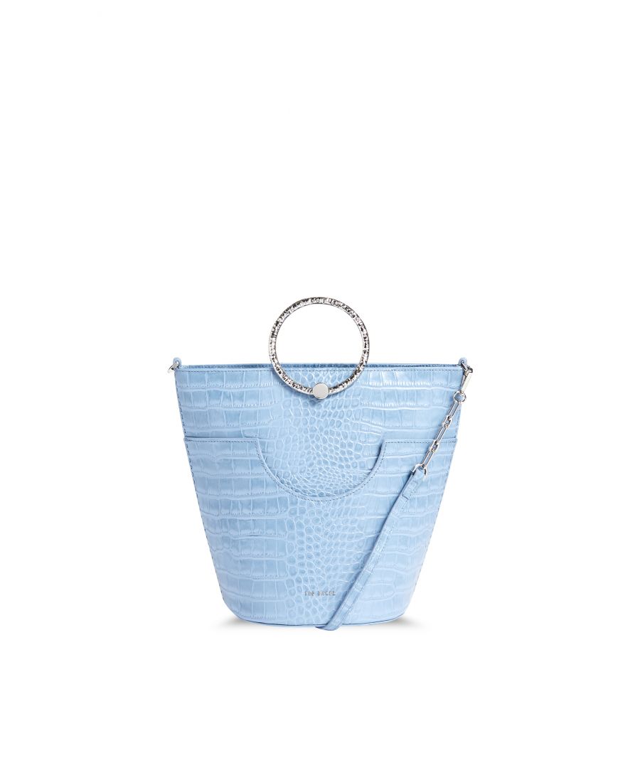 Image for Ted Baker Maisee Exotic Circular Handle Bucket Bag, Blue