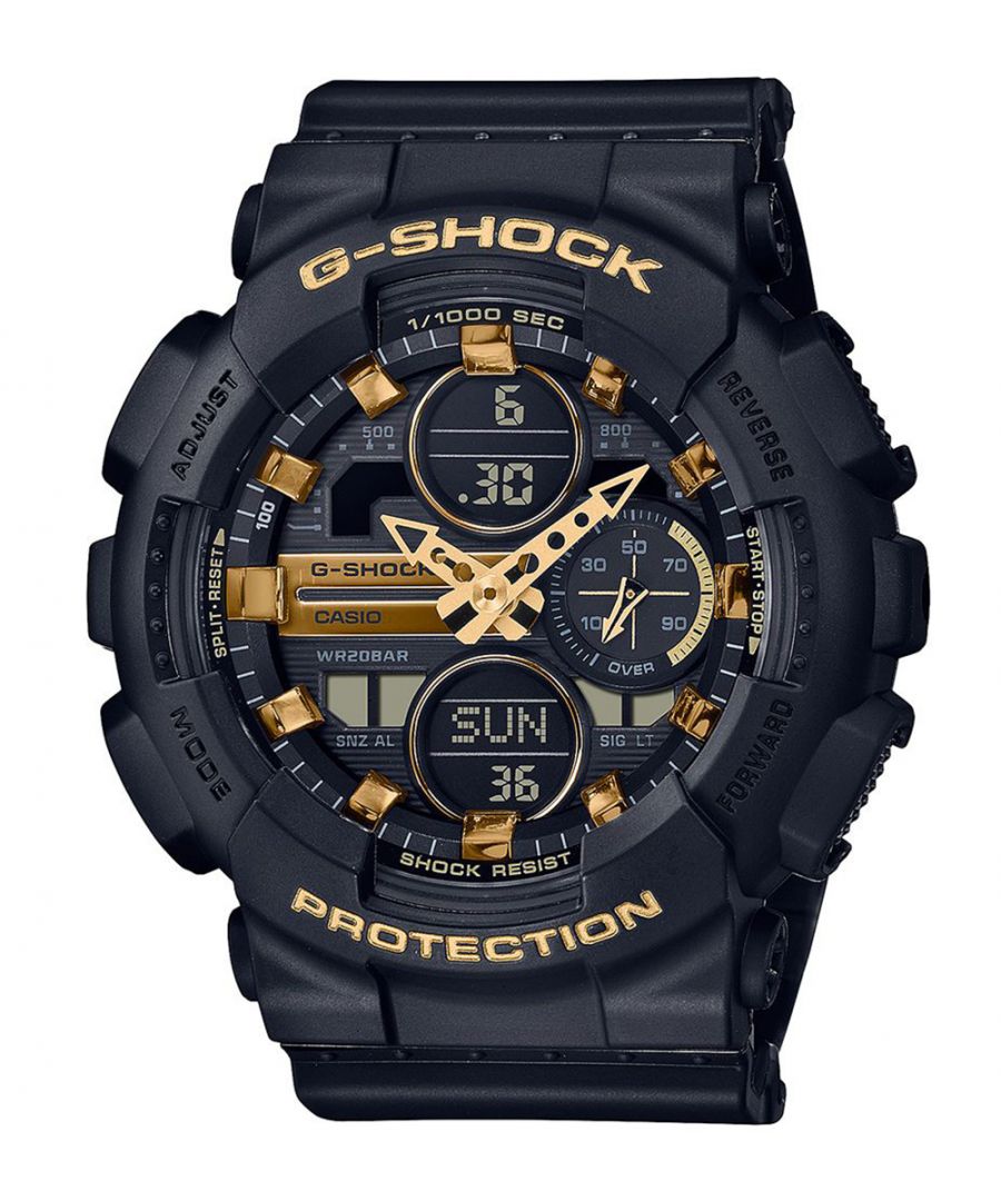 This Casio G-shock Analogue-Digital Watch for Women is the perfect timepiece to wear or to gift. It's Black 45 mm Round case combined with the comfortable Black Plastic watch band will ensure you enjoy this stunning timepiece without any compromise. Operated by a high quality Quartz movement and water resistant to 20 bars, your watch will keep ticking. Fashionable Sporty Design, Perfect for all kind of sports, indoor and outdoor activities or daily use -The watch has a calendar function: Day-Date, Stop Watch, Worldtime, Countdown, Alarm, Light High quality 19 cm length and 23 mm width Black Plastic strap with a Buckle Case diameter: 45 mm,case thickness: 16 mm, case colour: Black and dial colour: Black