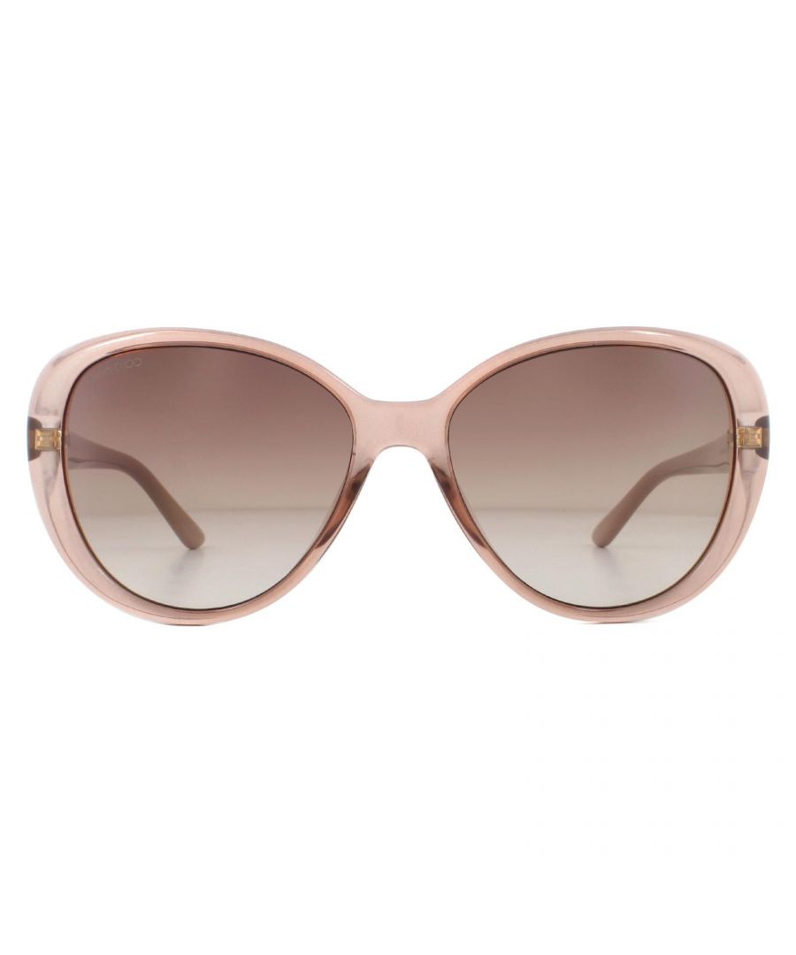 Jimmy Choo Sunglasses AMIRA/G/S FWM HA Nude Brown Gradient are a butterfly shape made from lightweight acetate. The slim branded temples provide brand authenticity