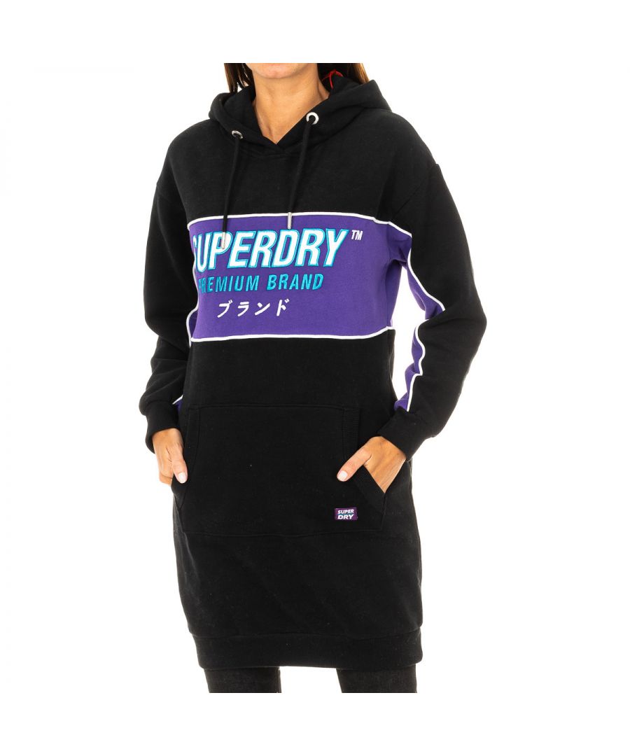 Superdry Womenss Long Sleeve Hoodie W8000011A - Black Cotton - Size 2XS