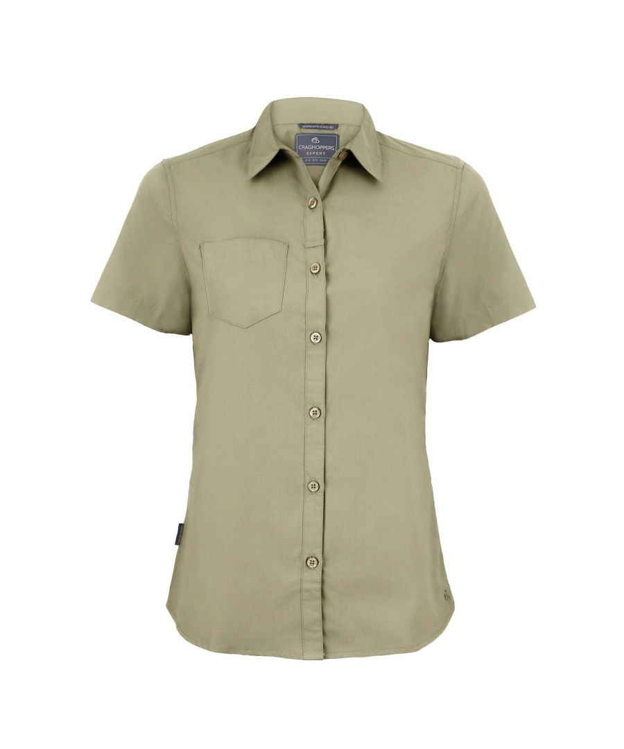 Craghoppers Womens/Ladies Expert Kiwi Short-Sleeved Shirt (Pebble Brown) - Brown/Green - Size 14 UK