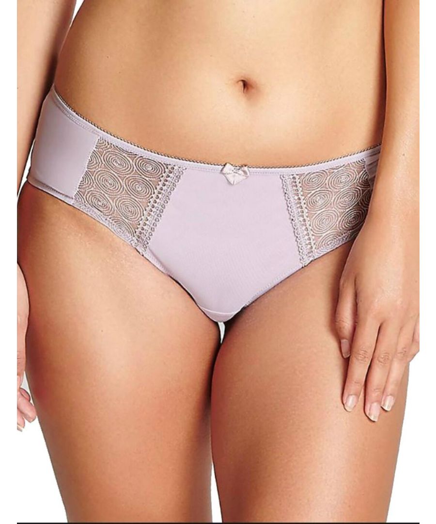 If you're wanting to add a mix of elegance and comfort to your lingerie collection then look no further than the Cari brief by Panache! This brief has touches of embroidered detail which really add to the stunning look, complemented by a delicate little bow. This brief also offers good rear coverage. Pair with matching items from the Cari collection for a feminine look.\n\nCombines comfort with elegance perfectly\nStunning embroidered detail\nDelicate bow accent\nGood rear coverage\nMatching co-ordinates available\nComposition: 71% Nylon | 17% Elastane | 7% Polyester | 5% Cotton\n\nListed in UK sizes