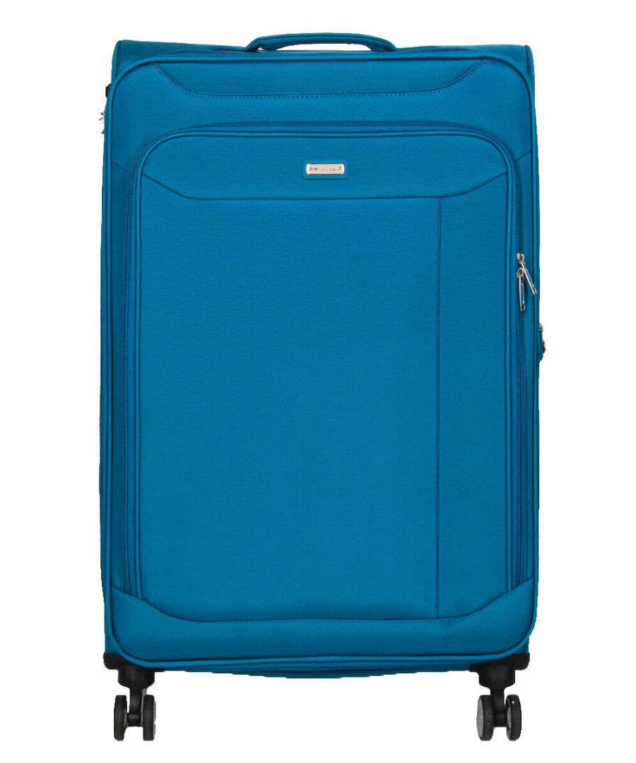 Infinity Leather Unisex Lightweight Suitcase 4 Wheel Luggage Travel Cabin TSA Soft Bag - Teal - Size Large