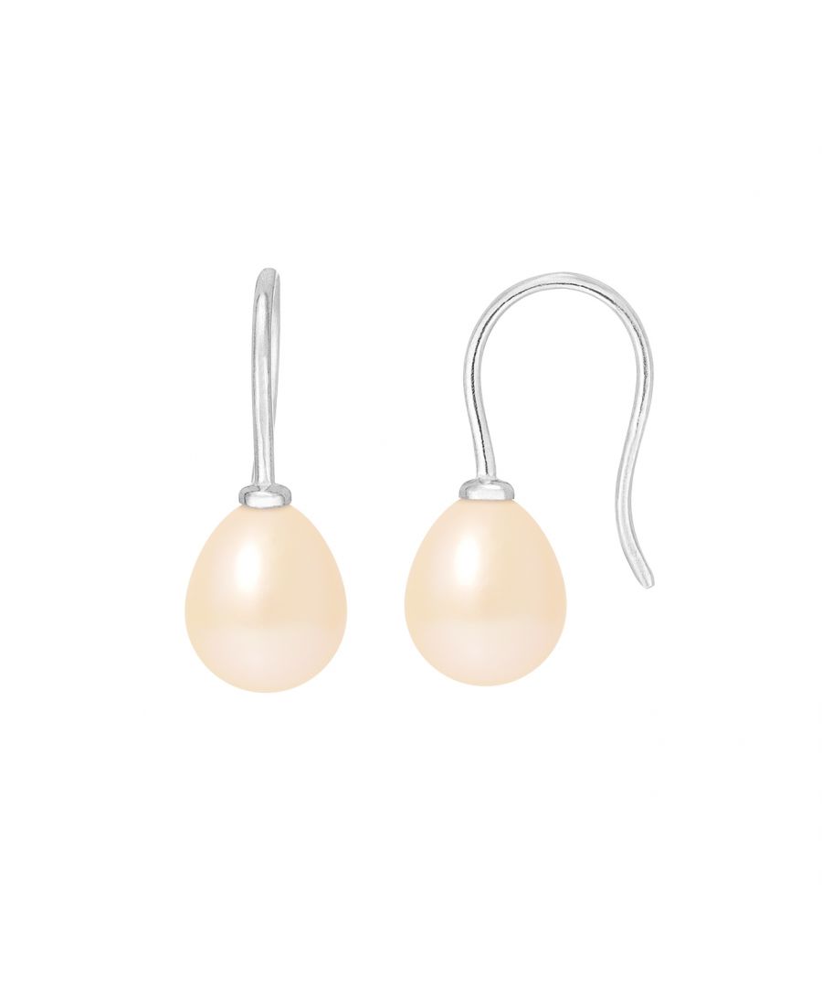 Blue Pearls Womens Pink Freshwater Hooks Earrings and White gold 375/1000 - One Size