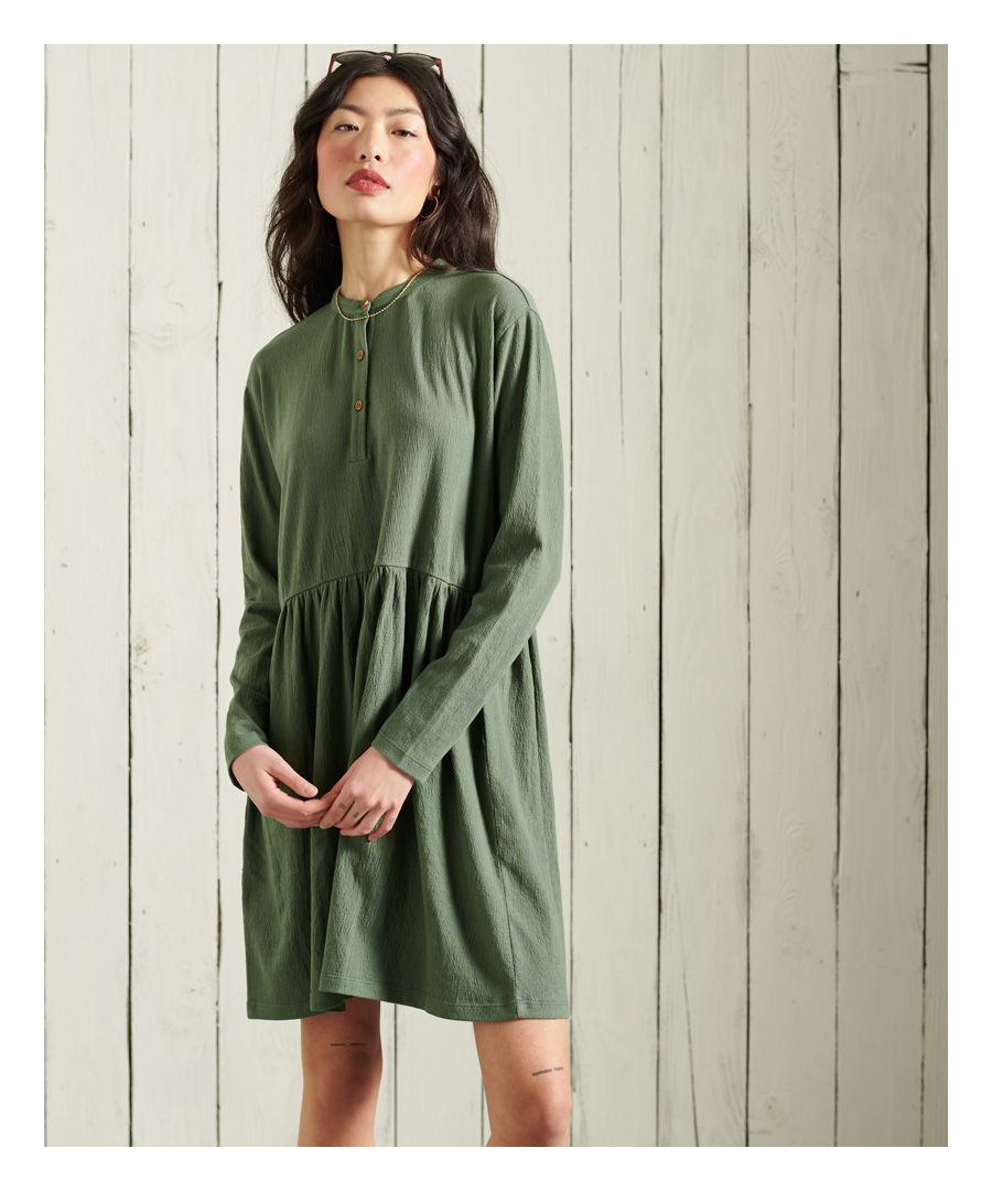 Superdry Womens Jersey Mini Dress - Green Cotton - Size 8 UK
