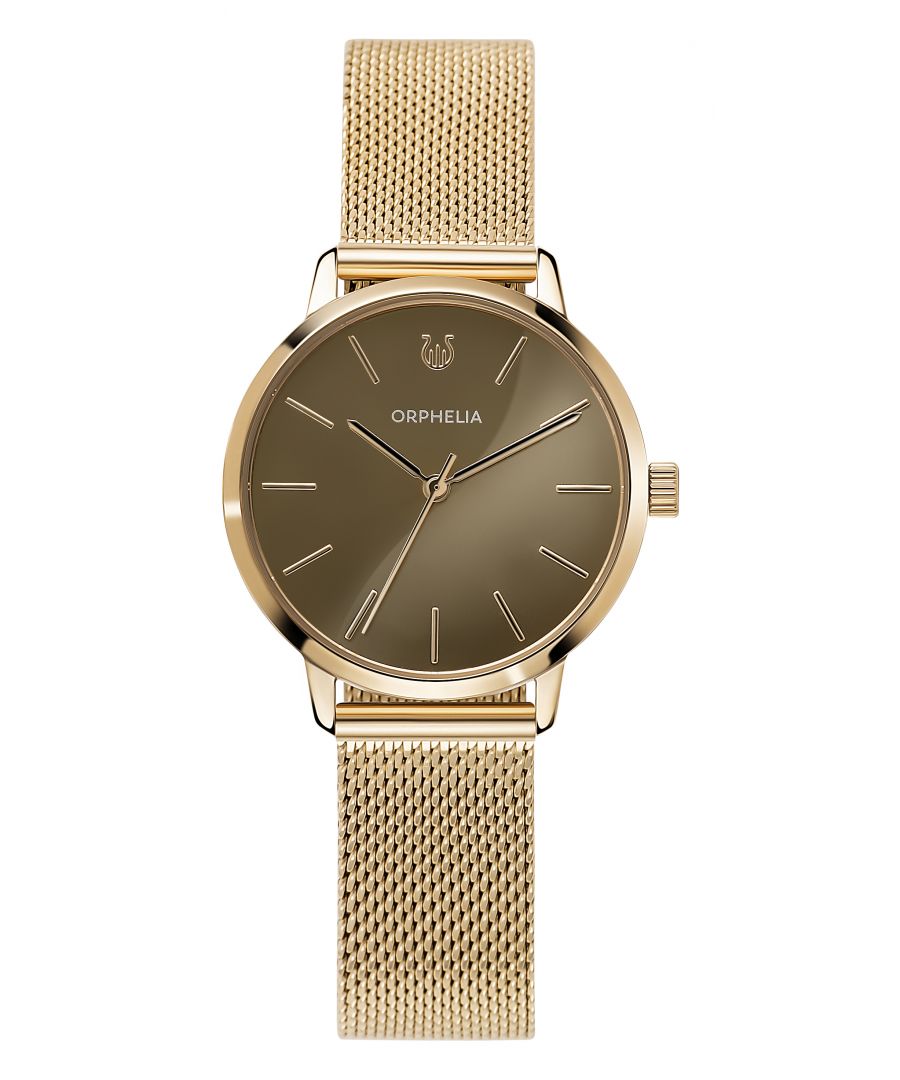 This Orphelia Violetta Analogue Watch for Women is the perfect timepiece to wear or to gift. It's Gold 34 mm Round case combined with the comfortable Gold Stainless steel watch band will ensure you enjoy this stunning timepiece without any compromise. Operated by a high quality Quartz movement and water resistant to 5 bars, your watch will keep ticking. SIMPLE DESIGN: This Orphelia Violetta Analogue watch includes a Miyota Japanese Quartz movement. Orphelia High quality stainless steel Mesh strap will provide you with a sophisticated and elegant look. PREMIUM QUALITY: By using high-quality materials  Glass: Mineral Glass  Case material: Stainless steel  Bracelet material: Stainless steel - Water resistant: 5 bars COMPACT SIZE: Case diameter: 34 mm  Height: 7 mm  Strap- Length: 19 cm  Width: 16 mm. Due to this practical handy size  the watch is absolutely for everyday use-Weight: 53 g