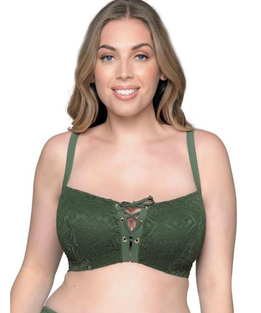 Curvy Kate Womens CS100230301 Rush Padded Plunge Bikini Top - Green - Size 32DD