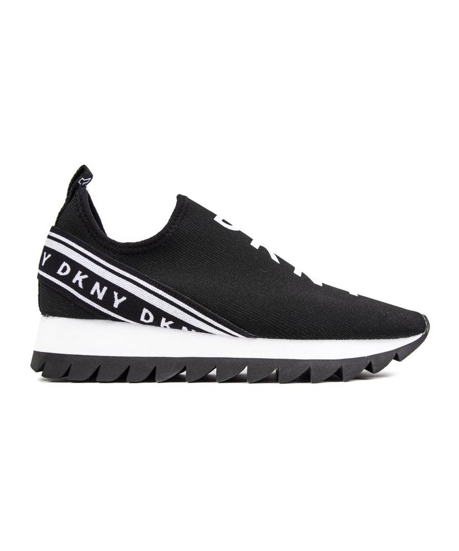 These Black Dkny Sock Trainers For Women Are A Stylish And Comfortable Choice For Your Smart-casual Designer Wardrobe. The Sock-like Design Features A Soft Nylon Upper, Textured Rubber Outsole And Metallic Heel Detail. The Dkny Branding Adds To The Stylish Look Of These Feminine, Fashionable Shoes.