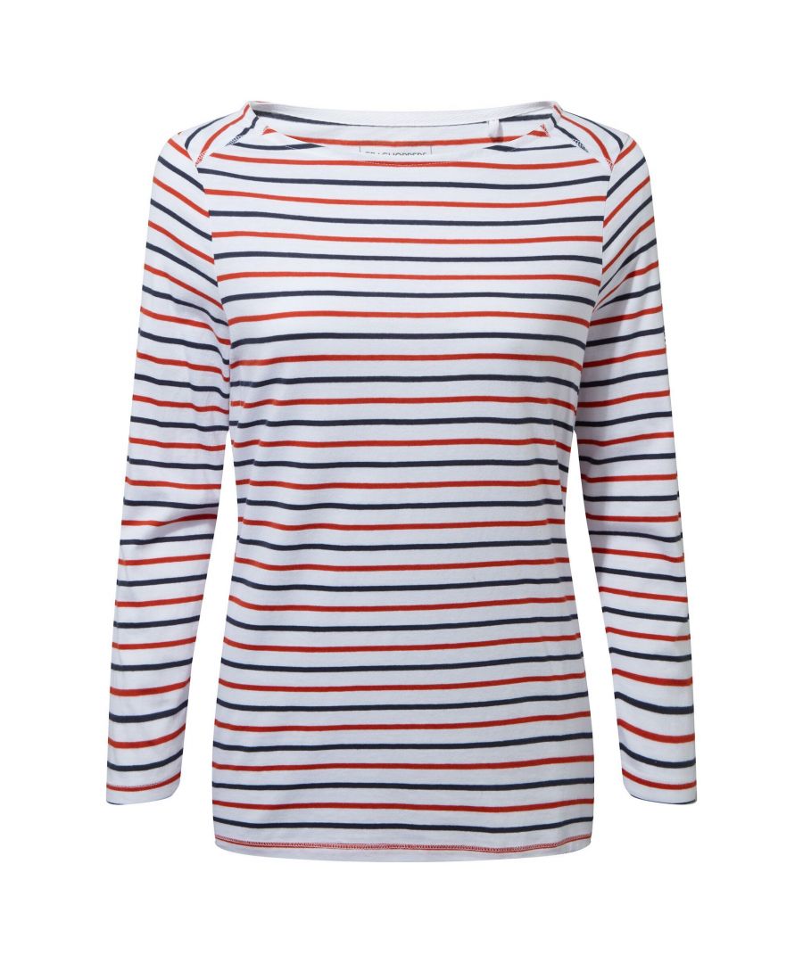 Image for Craghoppers Womens/Ladies Blanca Stripe T-Shirt (Navy/Pompeian Red)