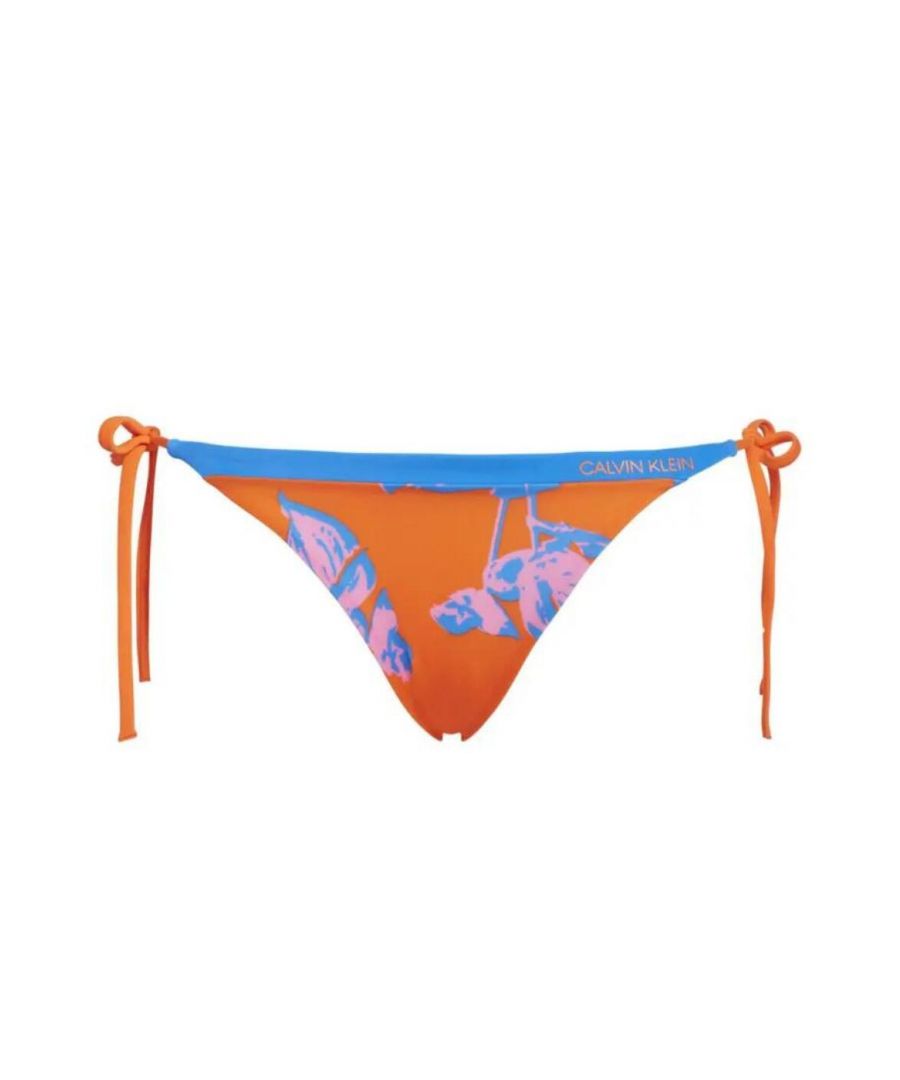 Calvin Klein Womens KW0KW00652 Side Tie Bikini Brief - Orange Elastane - Size 8 UK