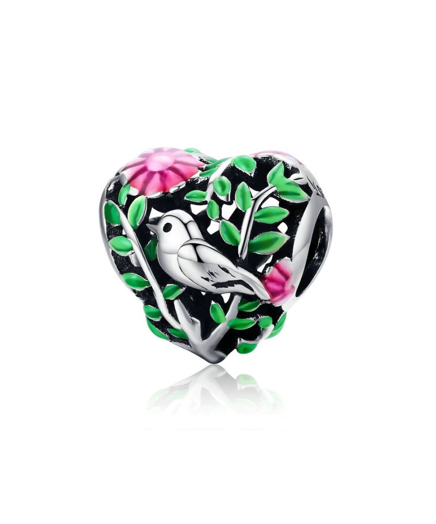 Blue Pearls Womens 925 Sterling Silver and Enamel Bird forest Bead - Multicolour - One Size