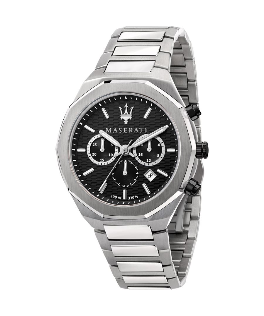 Stijlvol heren horloge van het merk Maserati. Het horloge heeft een polsbandje dat ook kleiner gemaakt kan worden, de kast heeft een diameter van 45mm en het uurwerk is van Quartz.  Merk: MaseratiModelnaam: R8873642004 (45mm)Categorie: heren horlogeMaterialen: edelstaalKleur: zilver, zwart