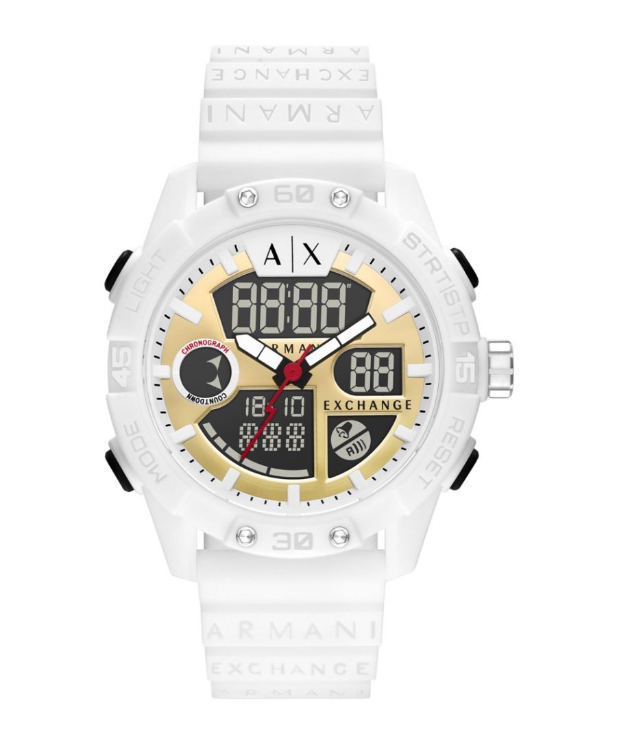 armani exchange d-bolt mens white watch ax2961 silicone - one size