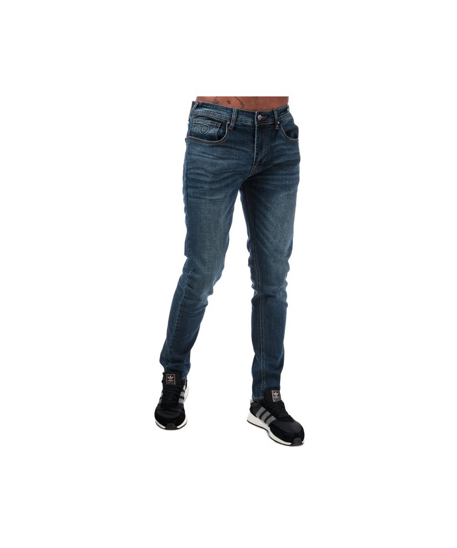Duck and Cover Overbug jeans met taps toelopende pijpen voor heren, denim