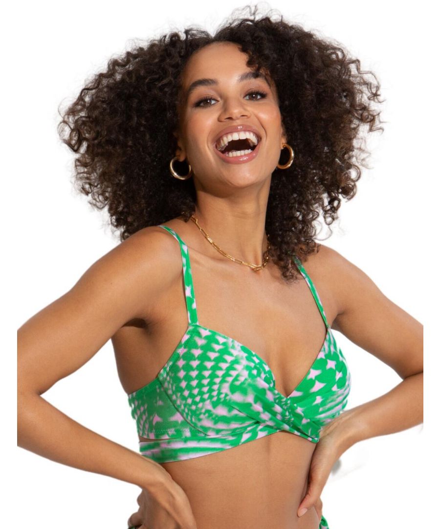 Pour Moi Womens 29701 Portofino Lightly Padded Tie Wrap Bikini Top - Green Elastane - Size 32C