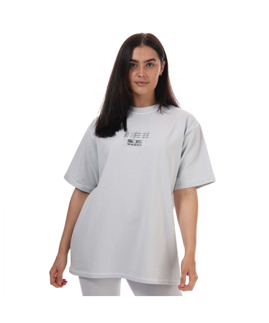 Couture Club oversized T-shirt met drievoudig tekstlogo voor dames, grijs