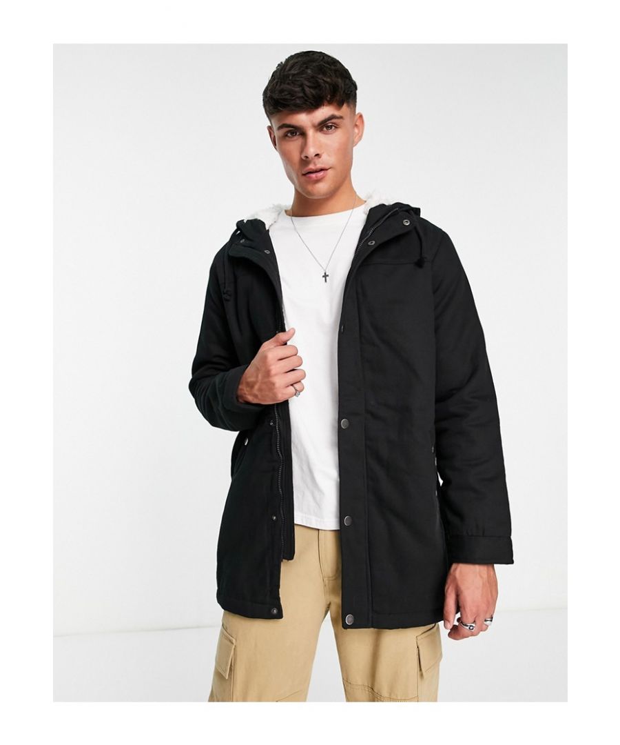 Jackets & Coats by Only & Sons That new-coat feeling Drawstring hood High collar Zip and press-stud fastening Side pockets Regular fit Sold by Asos
