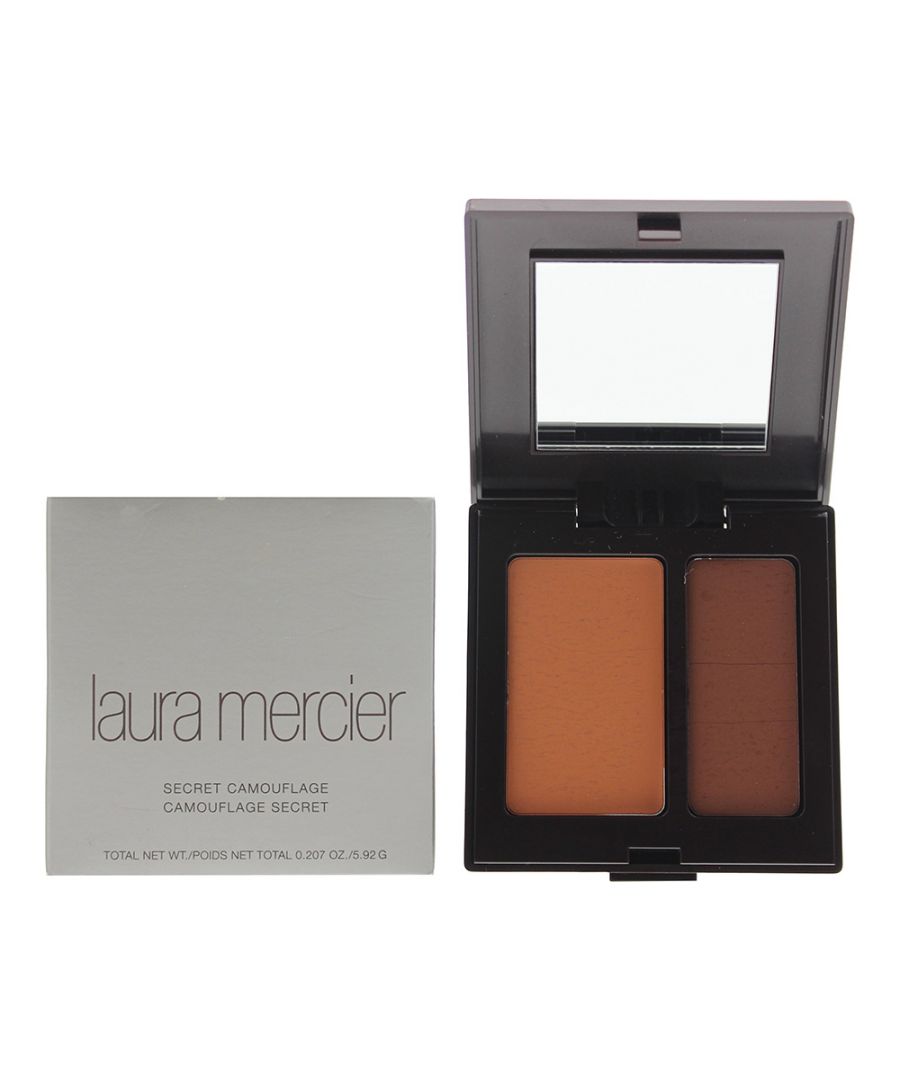Laura Mercier Secret Camouflage completely camouflages dark circles, minor imperfections and discolorations. Secret Camouflage contains a unique two-shade system, one to match the skins depth of color and one to match the skins undertone, making it possible for every woman to custom-blend her own perfect shade. The high level of pigment requires very little product to achieve perfect coverage. Always apply after foundation.