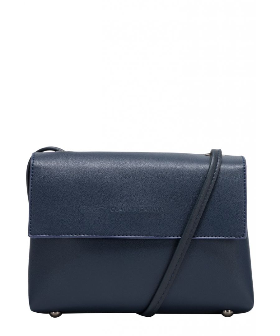 Grab this wardrobe MUST-HAVE and dress it up or go casual. The Cindi cross-body, made from unlined PU, is the perfect hands free option for ultimate style. The flap over fastening opens to reveal an added zip to keep all your essentials safe! Features: , Unlined smooth PU, Claudia Canova blind debossed logo, Flapover front with magdot fastening, Zip top opening, Two internal compartments, Gunmetal hardware, Gunmetal studded feet Style Ref: 84385 NAVY
