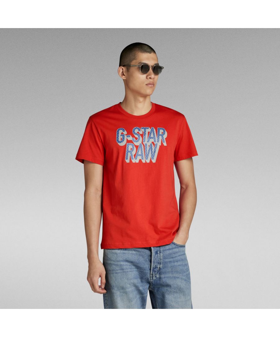 G Star Raw Mens G-Star RAW 3D Dotted Graphic T-Shirt - Red Cotton - Size Medium