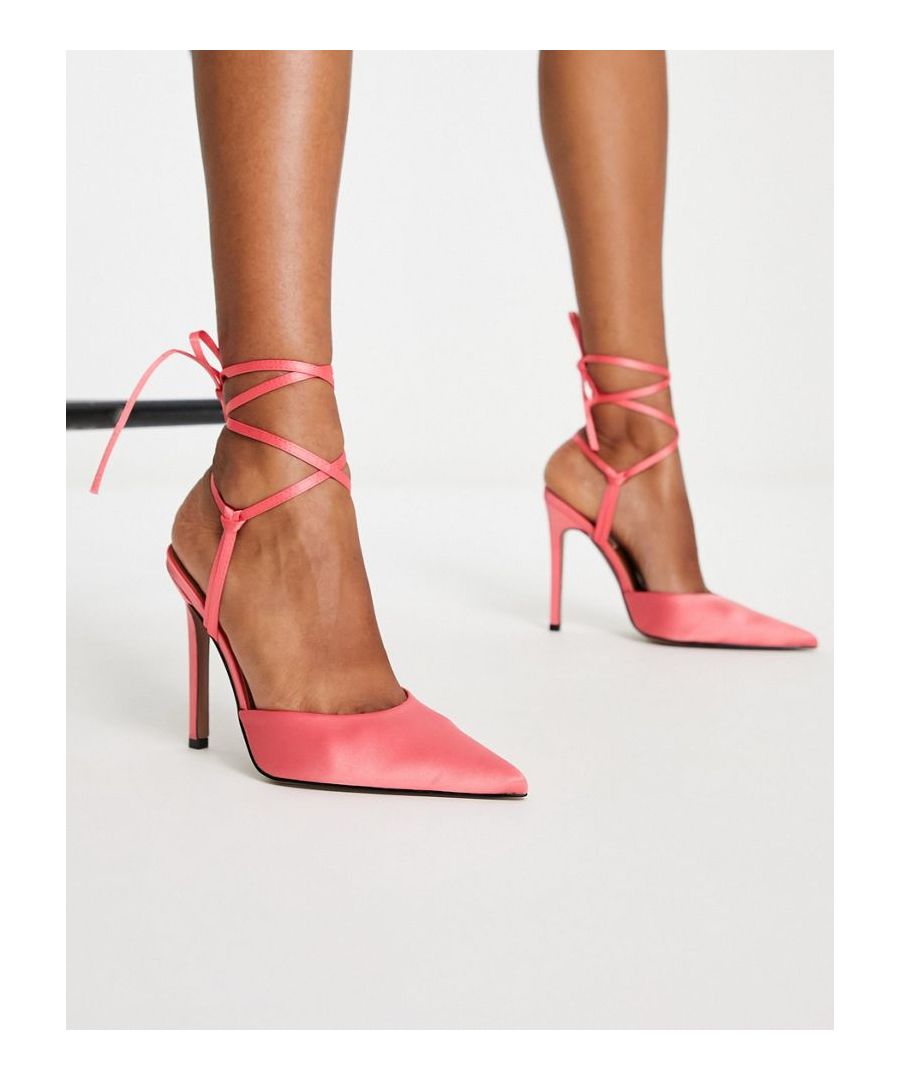 Shoes by ASOS DESIGN Hit new heights Tie-leg fastening Pointed toe High point heel  Sold By: Asos