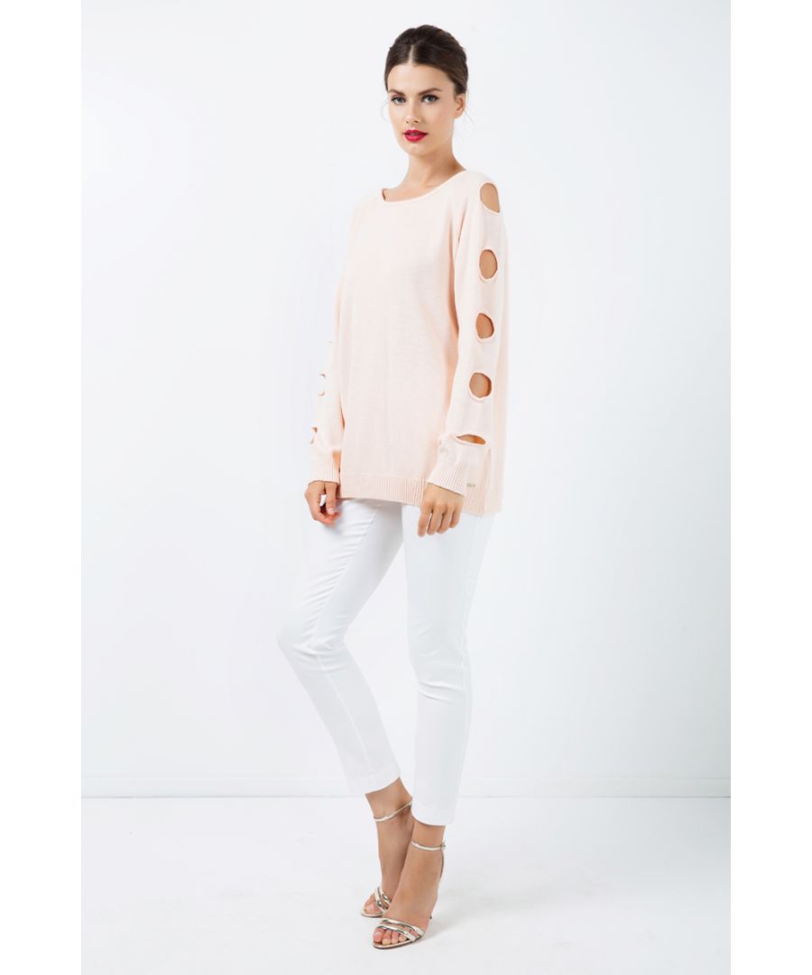 Image for Hole Detail Loose Apricot Sweater