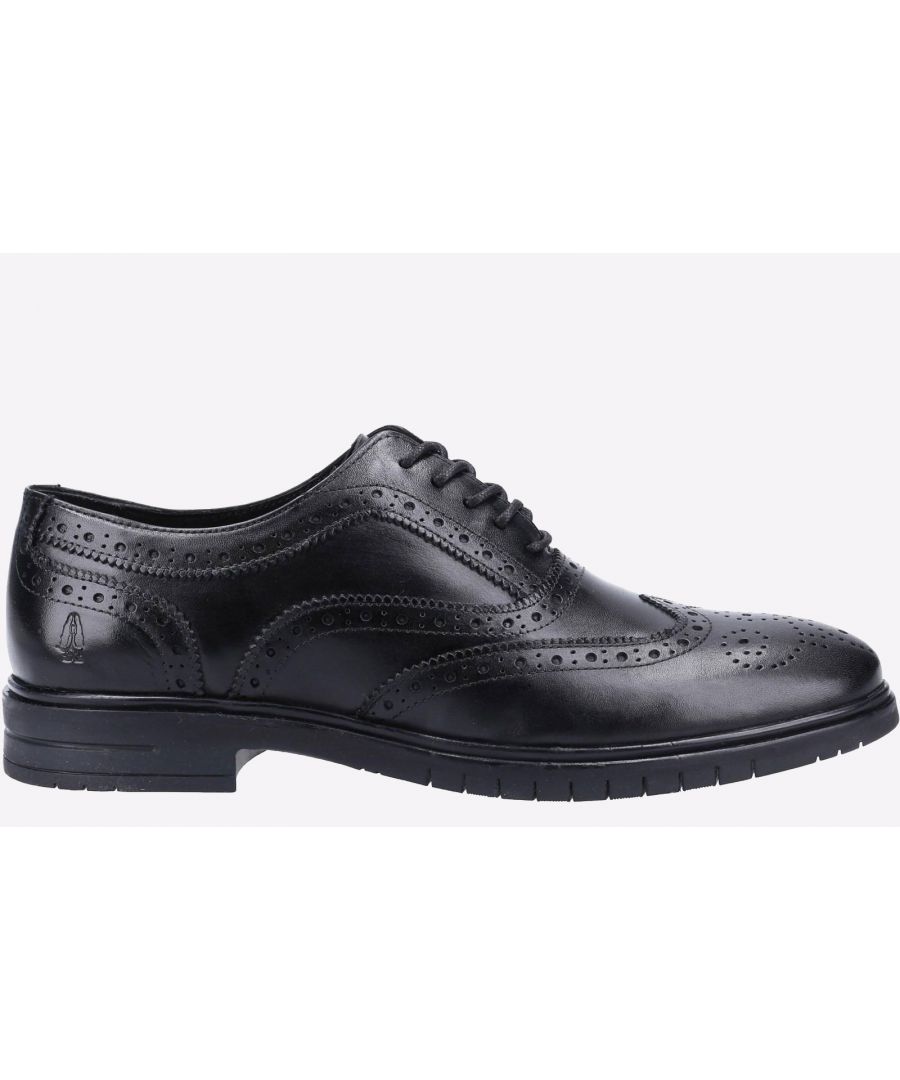 Men's classic lace up, wing-tip, leather Oxford Brogue shoe from Hush Puppies; the Santiago is crafted with leather and has a cushion memory foam leather sock. The lightweight, flexible sole unit makes this the perfect smart footwear all day.\n-Specially Designed Multiple Grooved Sole from Heel to Toe allows for Full Flex Foot\n-Movement for All Day Comfort\n-Leather Upper\n-Memory Foam Comfort Insole with Leather Sock\n-High quality leather