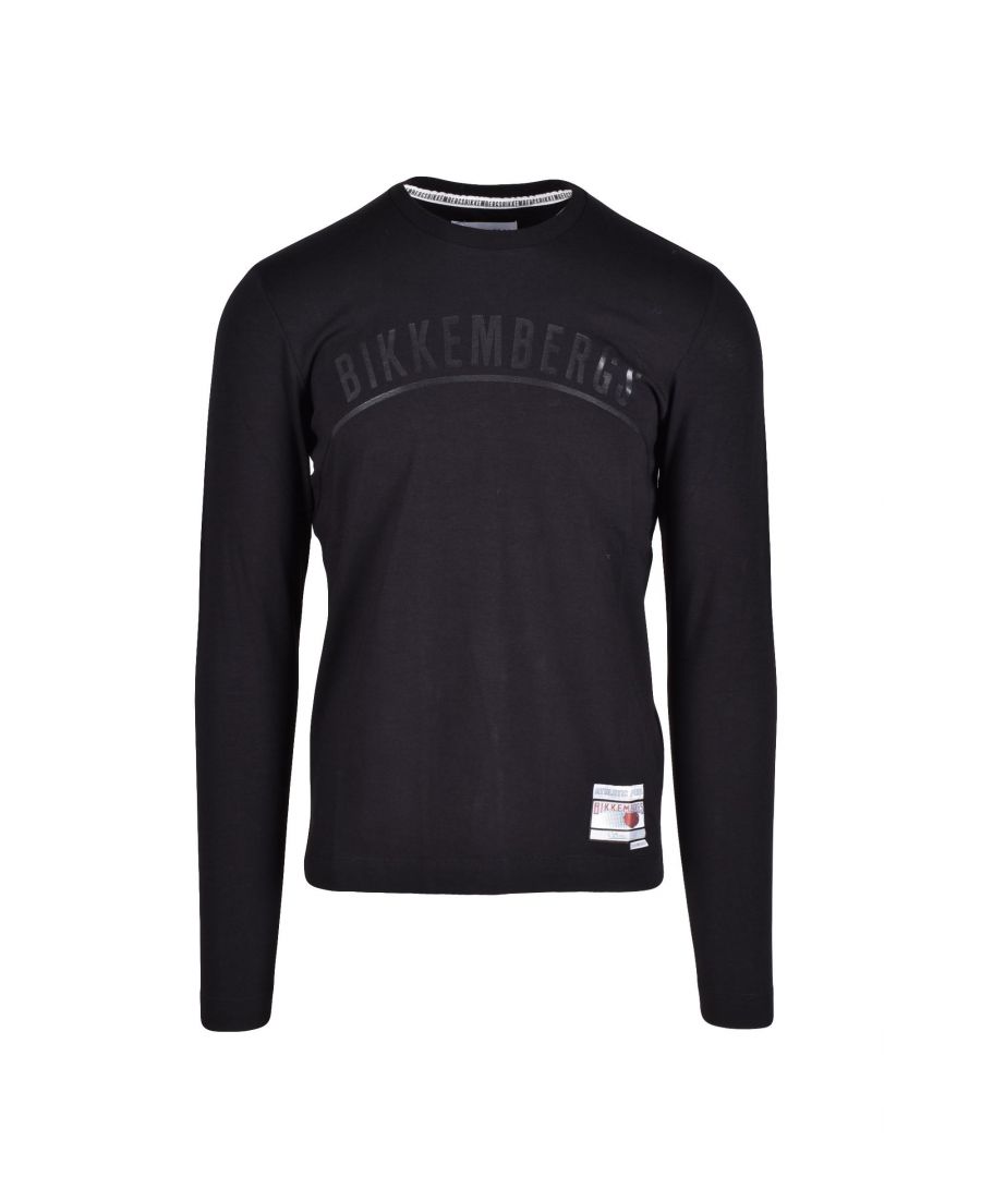Brand: Bikkembergs Gender: Men Type: T-shirts Season: Fall/Winter  PRODUCT DETAIL • Color: black • Pattern: print • Sleeves: long • Neckline: round neck  COMPOSITION AND MATERIAL • Composition: -92% cotton -8% elastane  •  Washing: machine wash at 30°