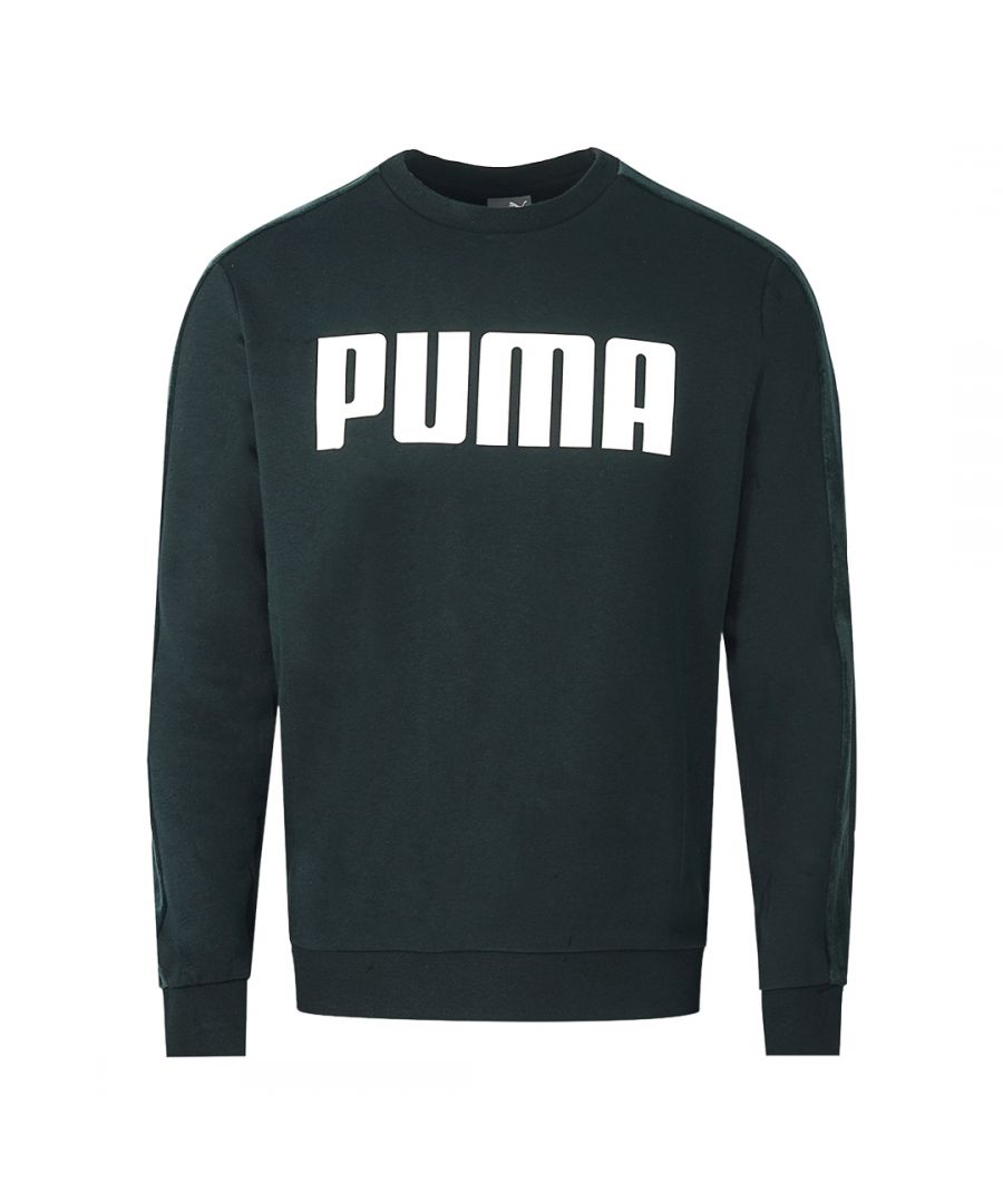 Puma Velvet Taped Logo Black Sweatshirt. Puma Velvet Taped Logo Black Sweatshirt. Elasticated Collar, Sleeve Ends and Waist. Large Branding Across Chest, Velvet Stripe Along Arms. Regular Fit, Fits True To Size. 844461-04
