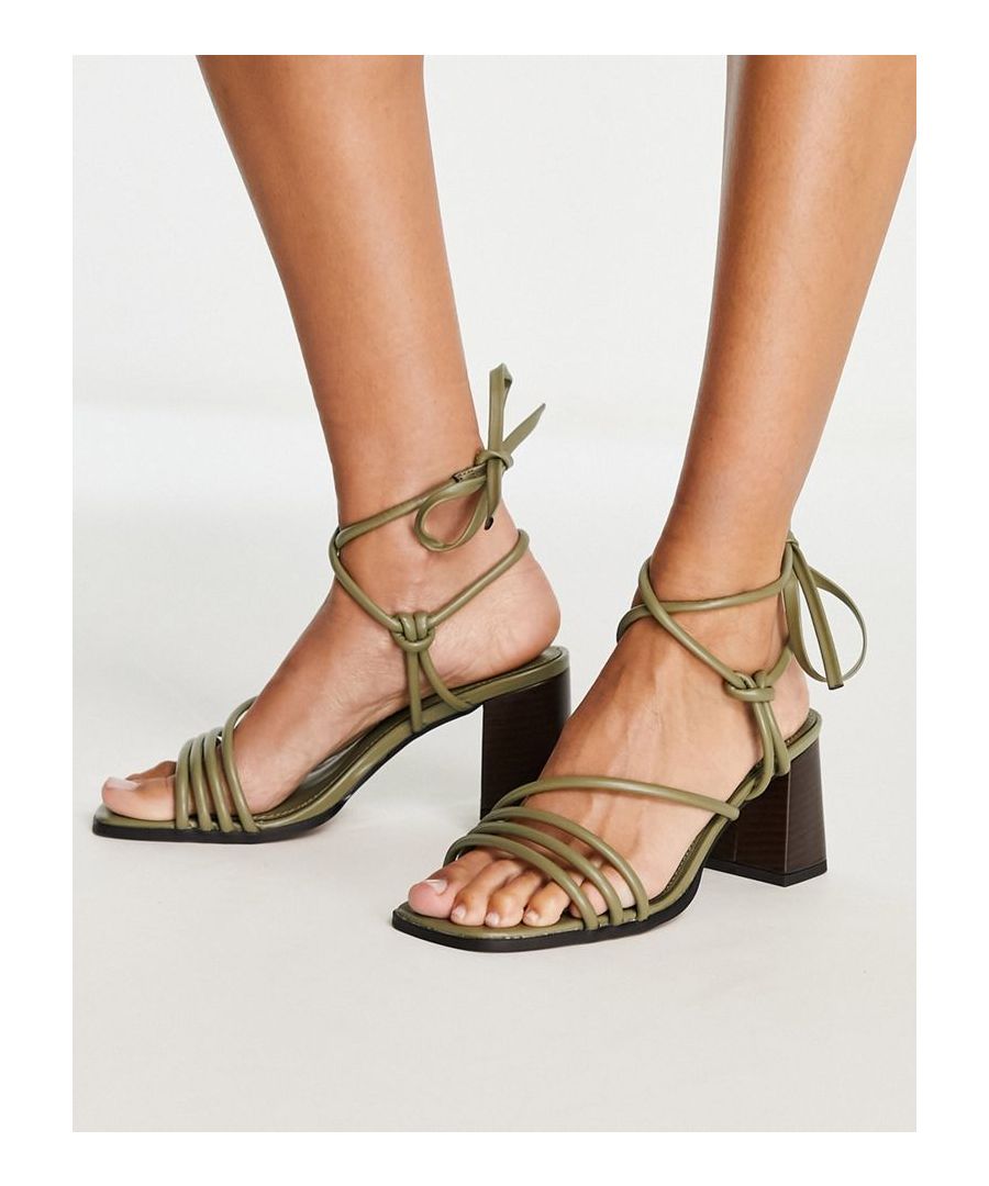 Sandals by ASOS DESIGN Hit new heights Tie-leg design Open toe Mid block heel Sold by Asos