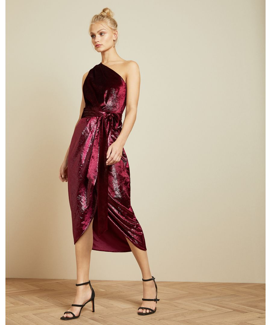 Image for Ted Baker Abinaa One Shoulder Drape Midi Dress, Ox Blood