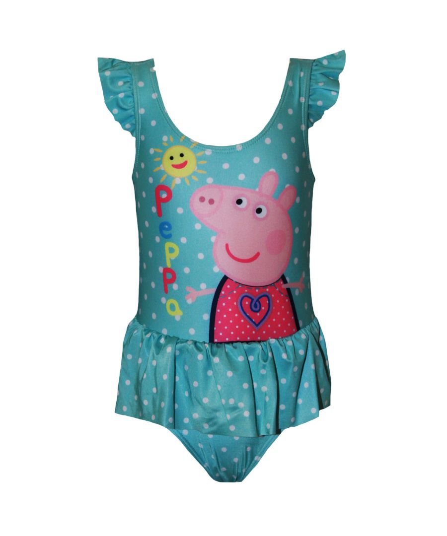 86% Polyester, 14% Elastane. Design: Dotted, Sun, Text. Fastening: Pull-On. Neckline: Round Neck. Frill Detail. 100% Officially Licensed. Characters: Peppa Pig. Sleeve-Type: Sleeveless.