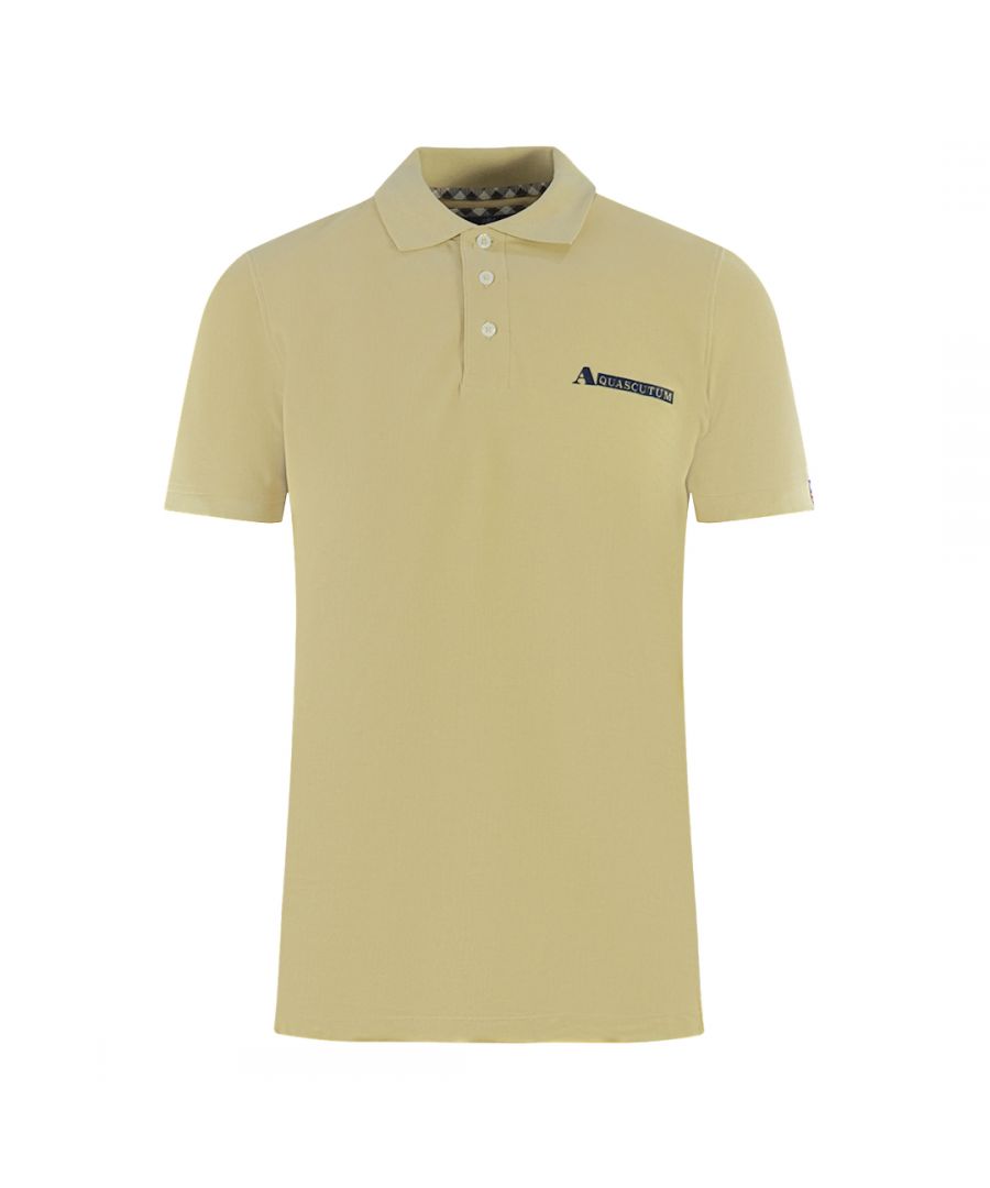 Aquascutum Boxed Logo Beige Polo Shirt