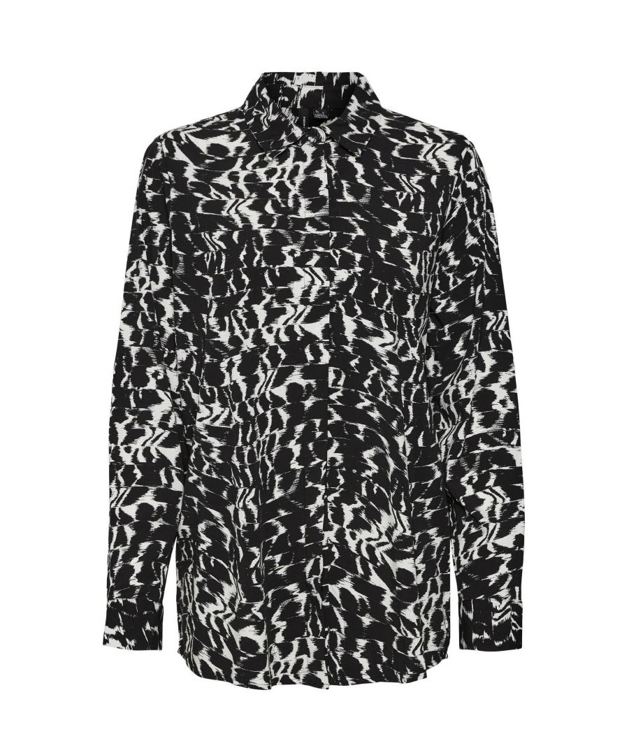 VERO MODA geweven blouse VMRITA met all over print zwart/wit