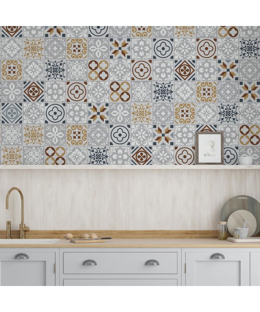 - Try our new and amazing tile designs for interior spaces that will give your home a whole new look, within minutes!\n- To apply, just peel and stick onto any clean, flat surfaces like wall, furniture or as window screen, and you are good to go!\n- Easy to install and to remove without leaving a trace.Can be easily trimmed / cut to fit.\n- Packaging contains 48 pieces of stickers of 15 x 15 cm. Coverage area: 1.08 square meters or 11.62 square foot.