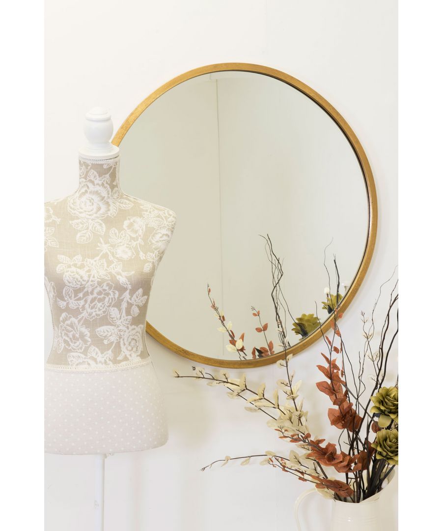 Image for Rowan Gold Elegant Modern Bevelled Round Mirror 80 x 80 cm