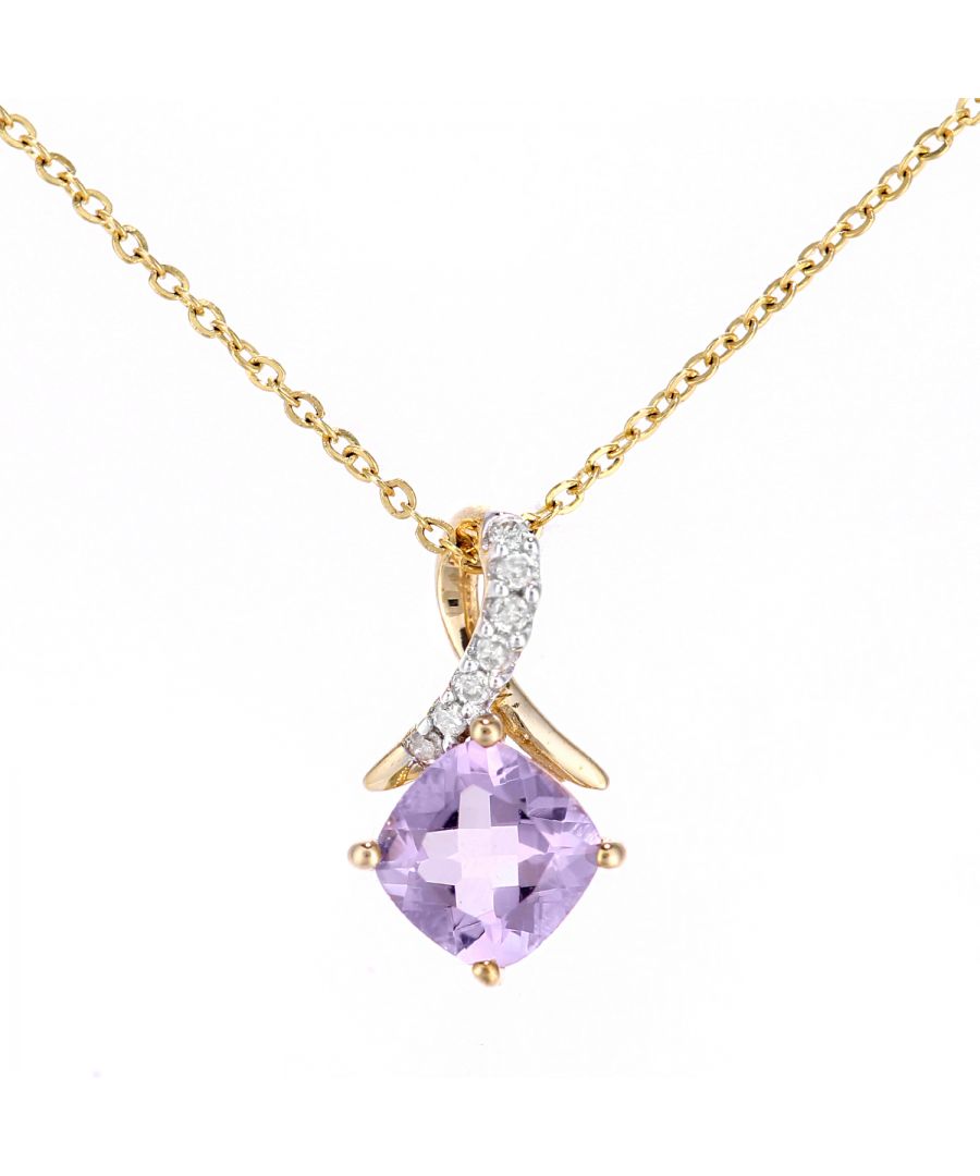 9ct geelgouden 0,5ct amethist en 0,02ct diamanten hanger
