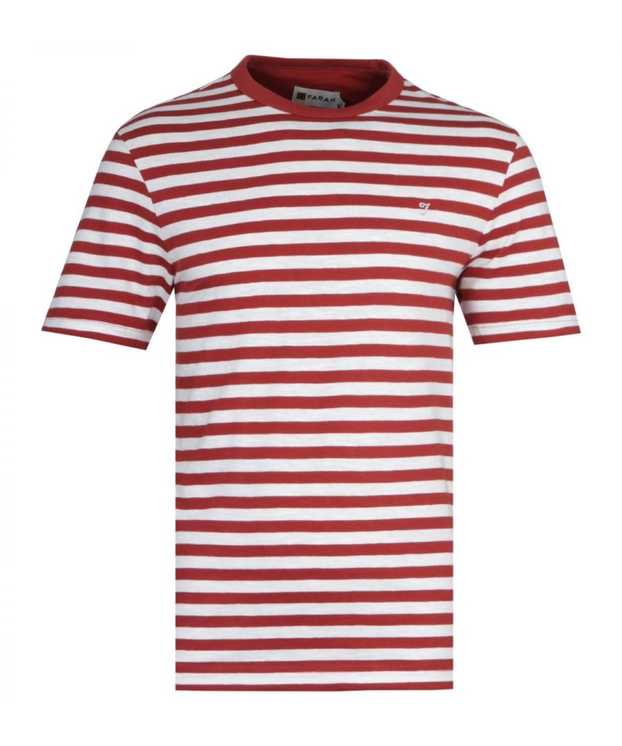 Image for Farah Montego Vintage Rust Red Stripe T-Shirt
