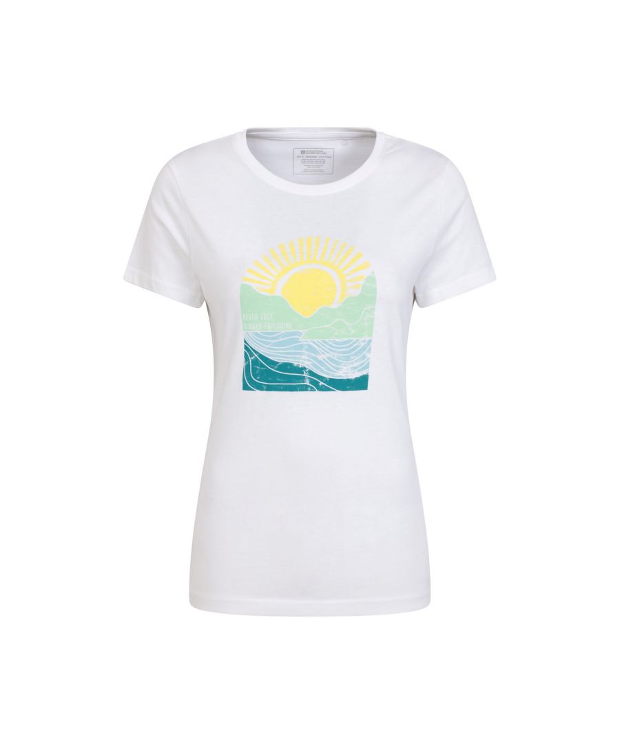 Mountain Warehouse Womens/Ladies Never Lost Sunrise Organic T-Shirt (White) - Size 12 UK