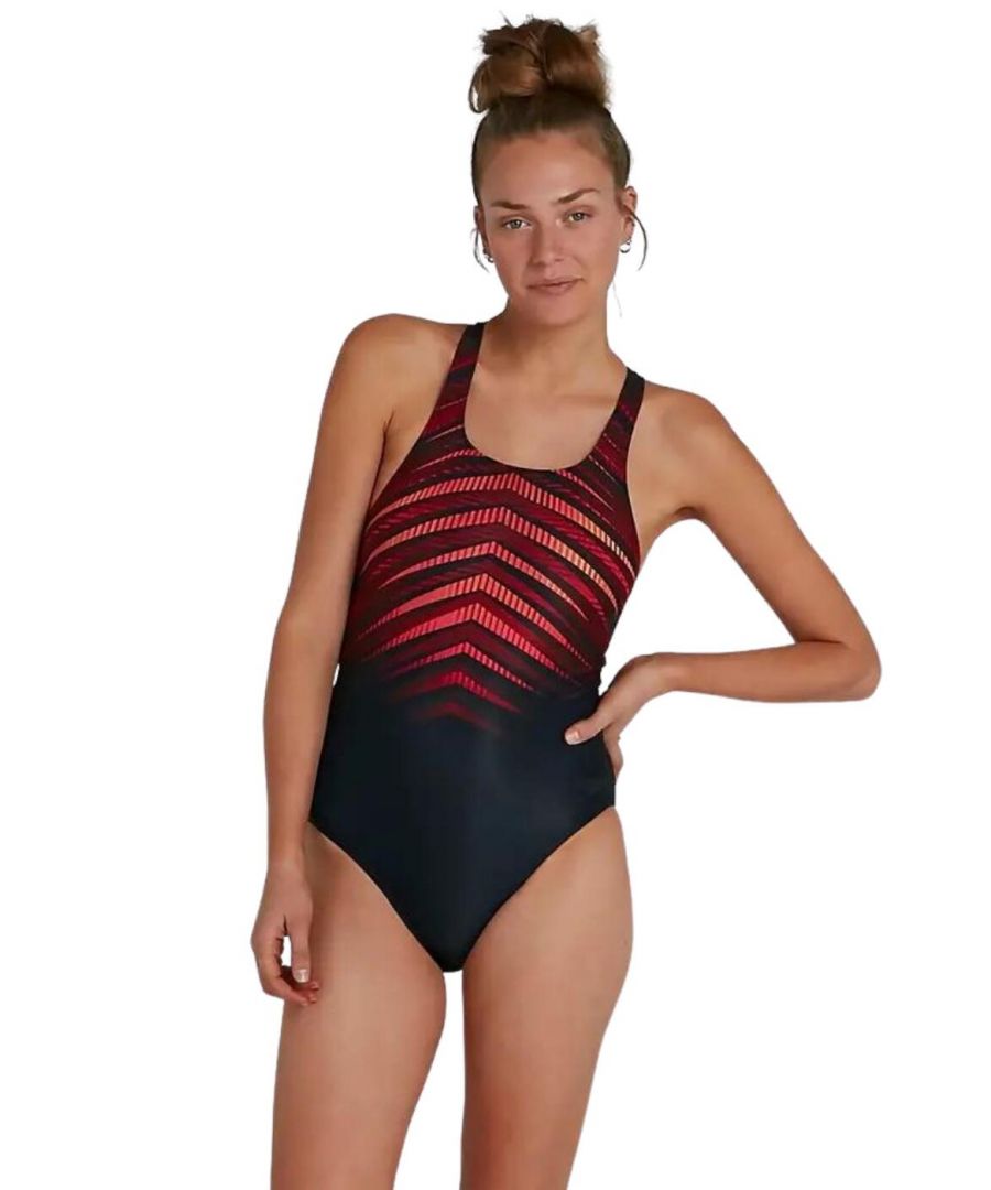 Speedo Womens 812199G061 Digital Placement Medallist Swimsuit - Black Elastane - Size 6 UK