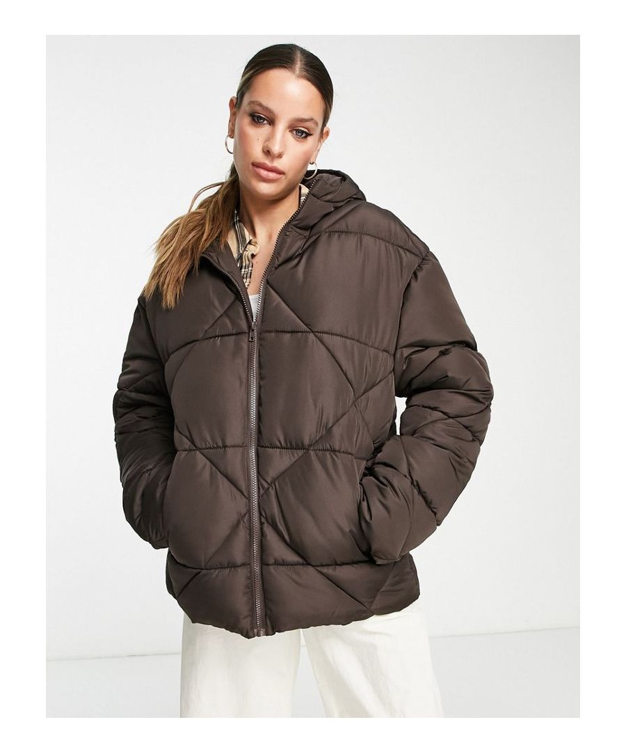 Tall jacket by ASOS DESIGN Quilted design Fixed hood High neck Zip fastening Functional pockets Regular fit  Sold By: Asos