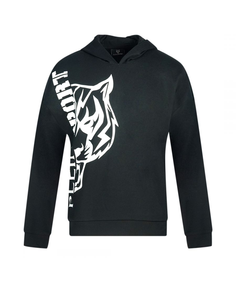Plein Sport Side Logo zwarte hoodie. Philipp Plein sport zwarte hoodie. 52% katoen, 48% polyester. Grote Plein-branding aan de zijkant. Normale pasvorm, valt normaal qua maat. Stijlcode: FIPSC1312 99