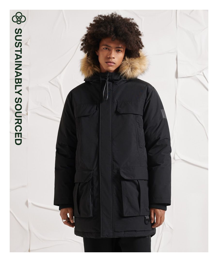 Stand out from the crowd with the Unisex Yacht Club down Parka coat. Featuring a removable faux fur trim, a five-pocket design including one inner pocket, 90/10 down padding and finished with a large embroidered design across the back.Oversized fit – exaggerated and super relaxed, let your style flowZip and popper fastening90/10 down paddingFive-pocket designElasticated cuffsRemovable faux fur trimAttached hoodEmbroidered logo designSignature logo patchSuperdry is certified by the Responsible Down Standard to confirm that our down filled products are sourced to ensure animal welfare.XS/S: 34