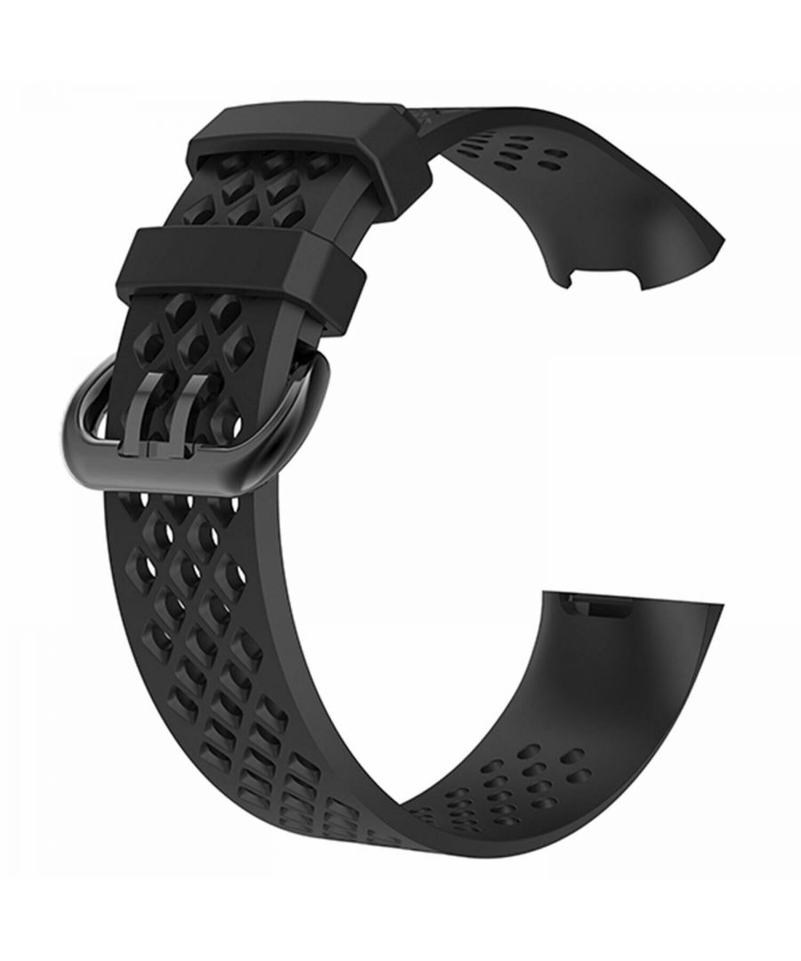 AQ Holes Soft Silicone Replacement Strap Band for Fitbit Charge 3 - Black Large  Luxurious Business style Holes soft silicone band for Fitbit Charge 3 Advanced Fitness Tracker. It is a perfect companion mixed with fashion, nobility, elegance for Fitbit Charge 3 Special Edition. Comes with an adapter on both ends, super easy and direct installation and removal, locks onto Fitbit Charge 3 smartwatch interface precisely and securely. ANTI LOST DESIGN: The silicon strap has Lugs on Fitbit Inspire& Inspire HR Fitness Tracker both sides, locking onto watch precisely and securely. Never have to worry about the loss your tracker. COMFORTABLE & RESISTANT: The silicone diamond-textured classic bracelet wristband/sport-armband for fit bit charge 3 is made of top quality elastomer TPU materials from Germany, no sensitive irritation to the skin of 99% people. Sweat-resistant & water-resistant & dust resistant, comfortable. PERFECTLY COMPATIBLE WITH FIT BIT CHARGE 3: This replacement bracelet is designed specifically for Fitbit Charge 3. The design of the bracelet with clasps on both ends, which lock precisely and safely on fit bit charge 3. Simple to install and remove, no need buckle, it ensures that your smartwatch is secure while being simple and elegant. SAFE MATERIALS AND ENVIRONMENTAL PROTECTION: Strap made of high-quality stainless steel, flexible material allows to fold without any crease, very comfortable to wear and no sensitive skin irritation for 99% people. Breathable and ventilated design, perfect for running, swimming or playing sports. MULTICOLORED CHOICE: Different colours for your choice, adapt according to your mood and your outfit in everyday life. You can also mix colours to wear for unique styles. There is four types of different colour is available like Black, Silver, Gold, Rose Gold.