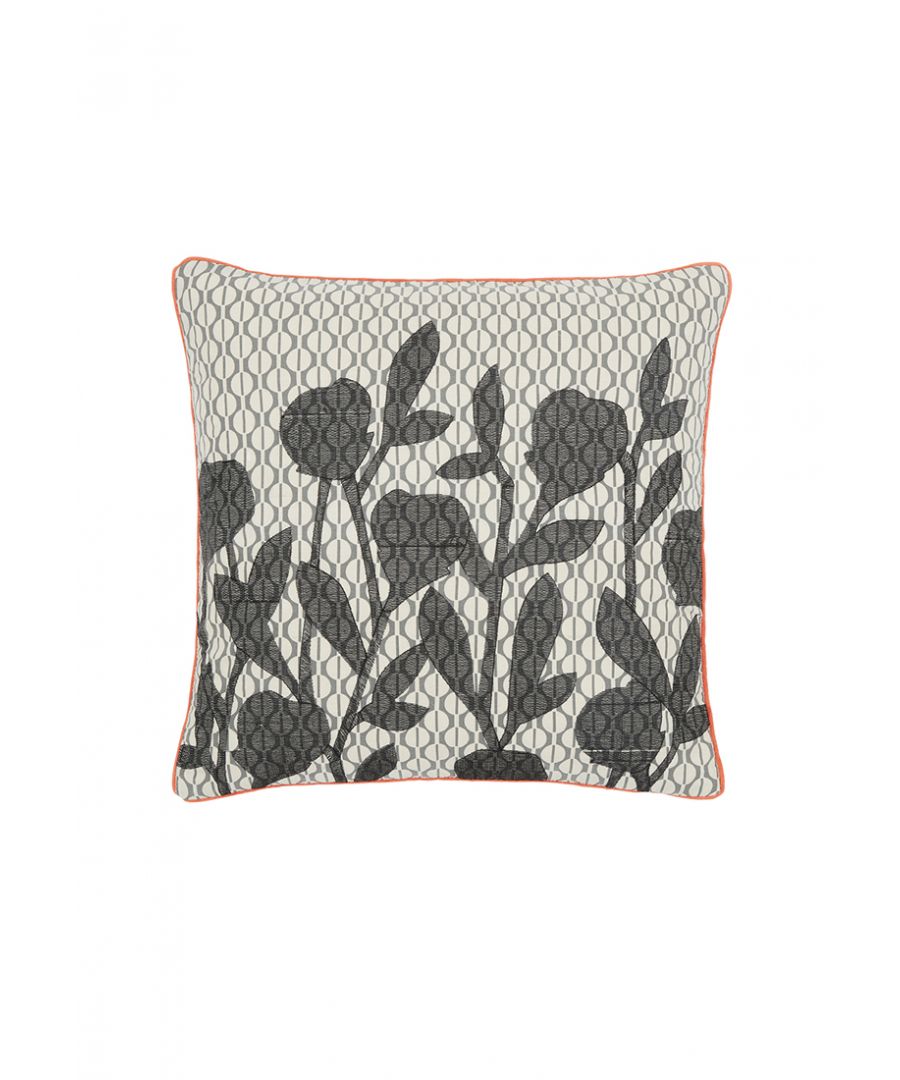 Add a little drama with the coordinating breakfast cushion with a modern floral silhouette design and embroidered detailing.