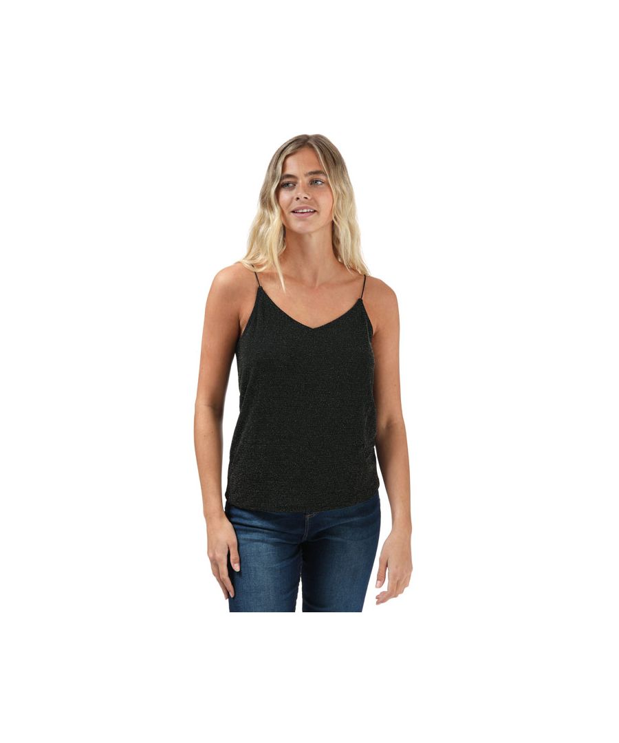 Image for Women's Only Carolla Glitter Cami Top in Black Gold