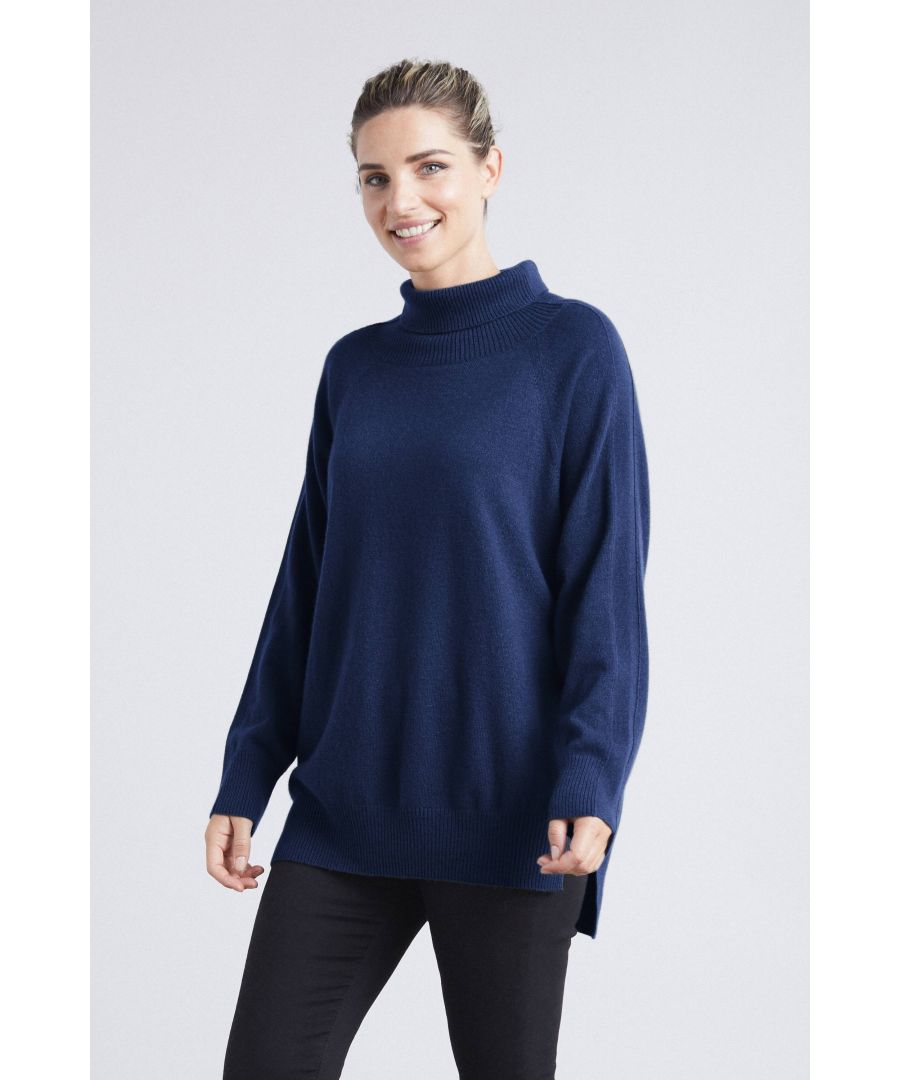 Image for Polo Neck Cashmere Sweater in Navy