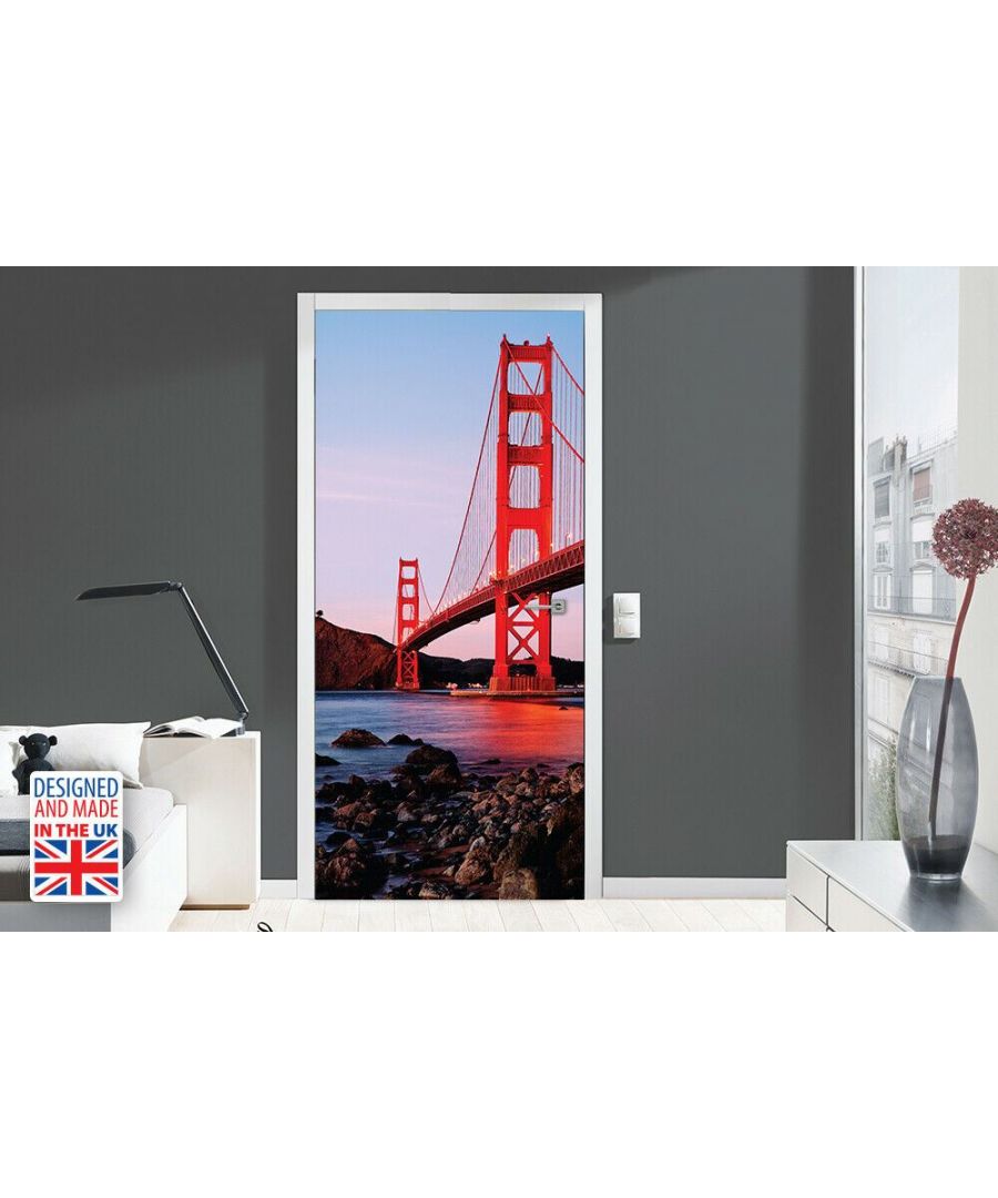 Walplus Golden Gate Bridge Self-Adhesive Door Mural Sticker For All Europe 90CM X 200CM - Red - One Size
