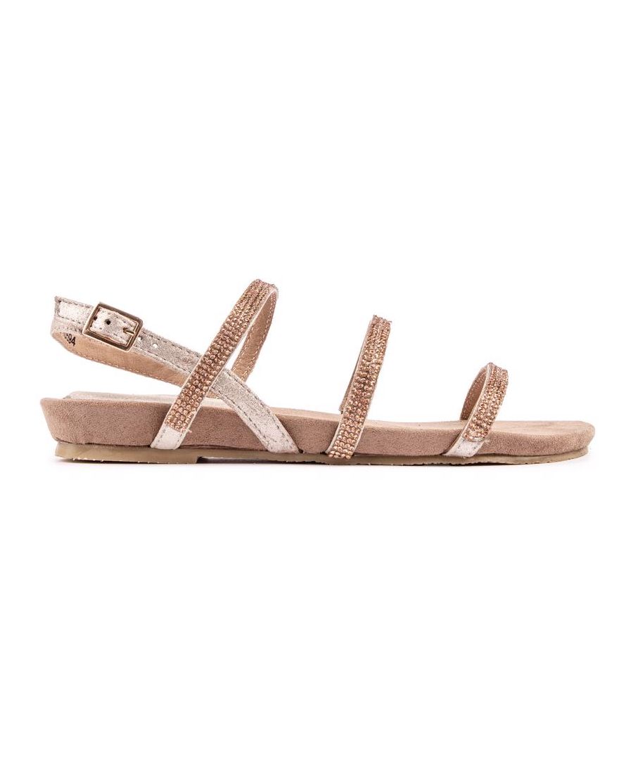 Add Some Glam To Your Carefree, Happy Summer Outfits With These Comfy, Bronze Metallic Solesister Loulou Flat Sandals Featuring Delicately Embellished Upper Straps And An Adjustable Heel Strap For The Perfect Fit. These Easy-to-wear Flats Have A Dazzling Look And A Flexible, Slightly Wedged Outsole.