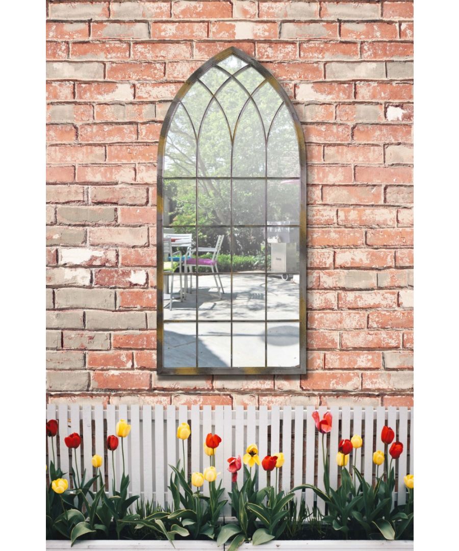 Image for Somerley Rustic Arch Garden / Outdoor Metal Mirror 115 x 50 cm